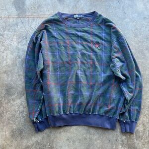 vintage polo ralph lauren plaid crewneck sweatshirt xl